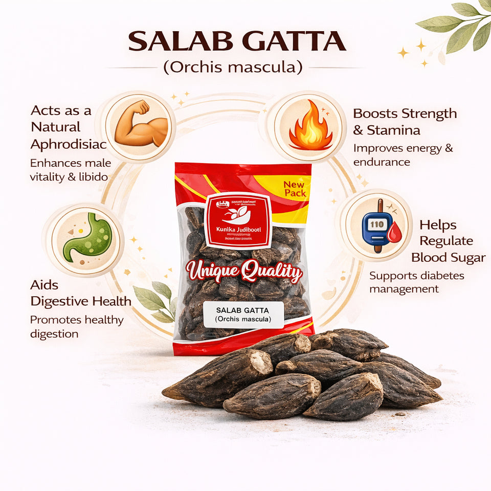 Kunjika Jadibooti Salab Gatta - Salam Gatta - Saalam Gutta - Saalab Gatta - Orchid Root - 100 gm