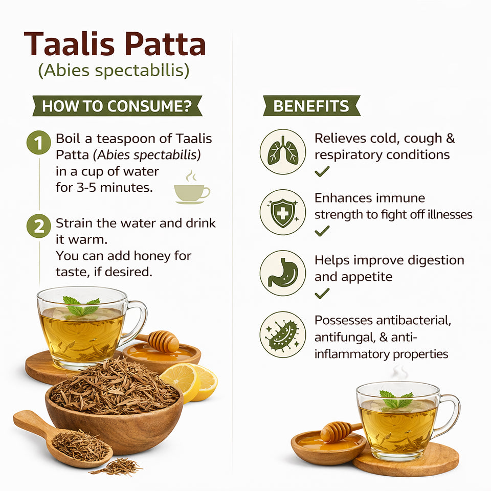 Kunjika Jadibooti Talispatra - Talish Patra - Tallis Patra - Indian Silver Fir - Abies Webbiana - 100 gm