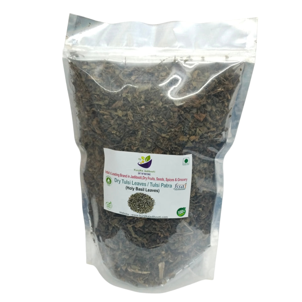 Kunjika Jadibooti Dried Tulsi Leaves | Holy Basil (Ocimum tenuiflorum) tulasi | Indian Basil - 100 gm