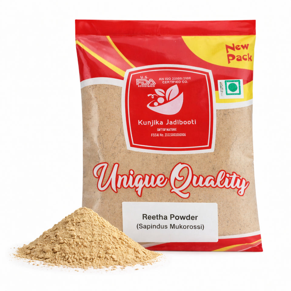 Kunjika Jadibooti Organic Reetha Powder, Kunkudukai powder, Aritha, Ritha, Soapnut, for Hair Growth, Hair wash, Scalp treatment, Skin care 100 gm