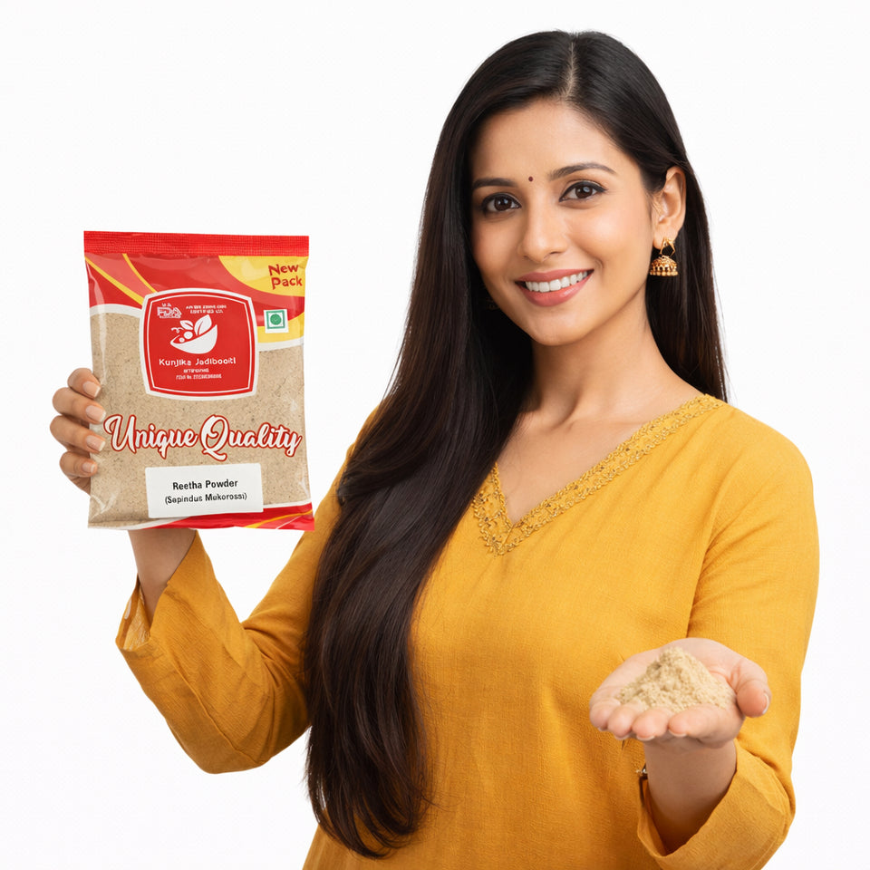 Kunjika Jadibooti Organic Reetha Powder, Kunkudukai powder, Aritha, Ritha, Soapnut, for Hair Growth, Hair wash, Scalp treatment, Skin care 100 gm
