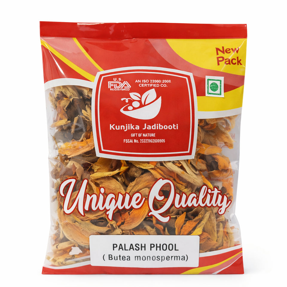 Kunjika Jadibooti Dry Tesu Ke Phool - Palash Ke Phool - Dhak Ke Phool - Bute a Monosperma - Tesu phool - Phool Tesu - Dhak Phool - 100 gm