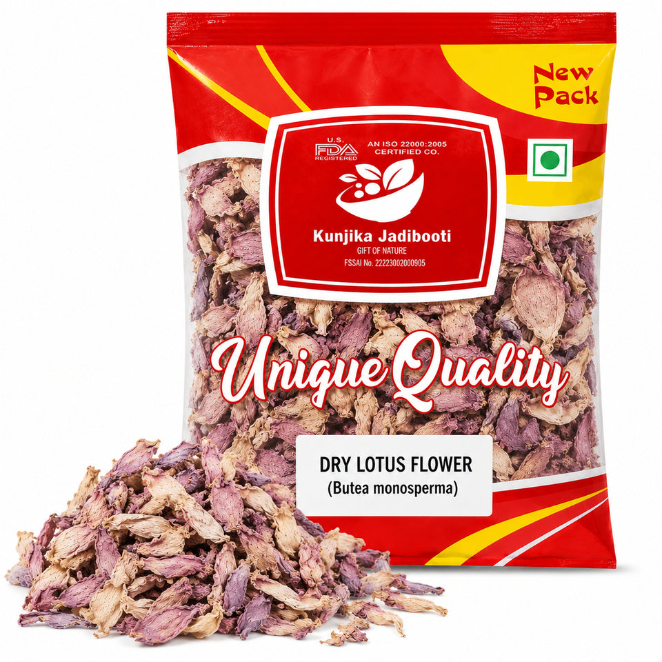 Kunjika Jadibooti Dried Natural Lotus Petal - Nelumbo Nucifera - kamal phool patti - Dry Lotus Flower For Aurvedic Purpose - 100 gm