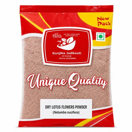 Kunjika Jadibooti Dried Natural Lotus Petal Powder - Nelumbo Nucifera - kamal phool patti - Dry Lotus Flower Powder For Aurvedic Purpose - 100 gm