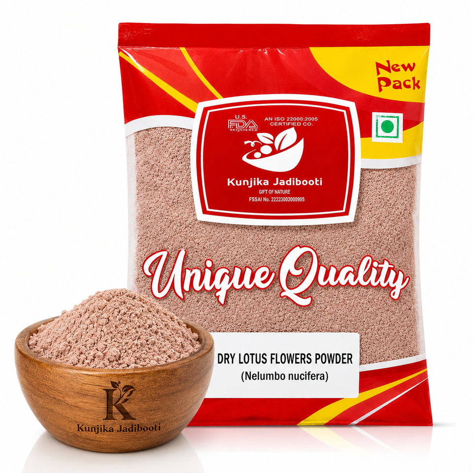 Kunjika Jadibooti Dried Natural Lotus Petal Powder - Nelumbo Nucifera - kamal phool patti - Dry Lotus Flower Powder For Aurvedic Purpose - 100 gm