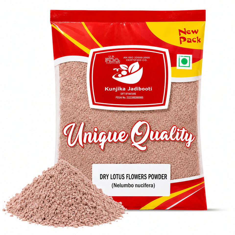 Kunjika Jadibooti Dried Natural Lotus Petal Powder - Nelumbo Nucifera - kamal phool patti - Dry Lotus Flower Powder For Aurvedic Purpose - 100 gm