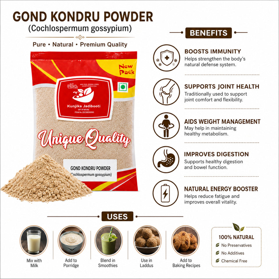 Kunjika Jadibooti Gond Kondru Powder - Shallaki Gum - Boswellia Serrata Gum Powder - 100 gm