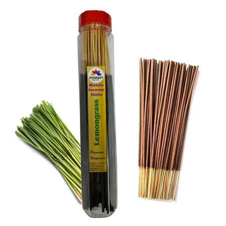 Pujahaat Premium Scented Incense Stick Masala Agarbatti | No Charcoal Incense Sticks, 100% Herbal Fragrance Agarbatti, 0% Sulphates - Lemongrass Fragrance