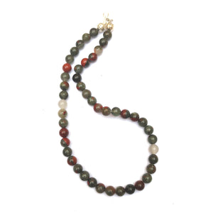 Blood stone Crystal Round Beads Necklace 15 Inches 8mm Beads Semi precious Mala