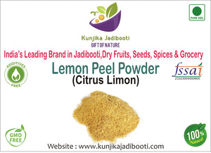 Kunjika Jadibooti Lemon Peel Powder | Citrus Limon | Pure & Natural Lemon Peel Powder for face, Skin Whitening | Face Pack Glowing skin | Face Cleanse - 100 gm