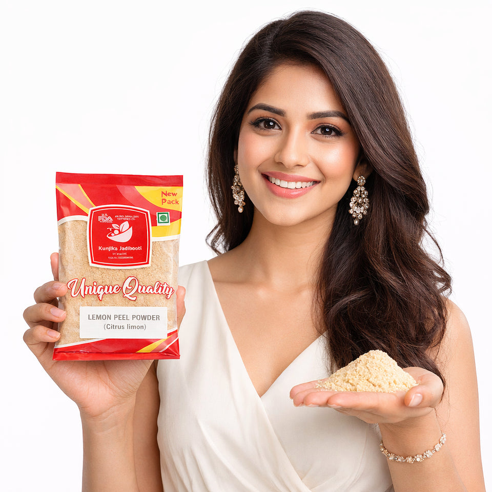 Kunjika Jadibooti Lemon Peel Powder | Citrus Limon | Pure & Natural Lemon Peel Powder for face, Skin Whitening | Face Pack Glowing skin | Face Cleanse - 100 gm