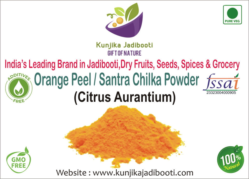 Kunjika Jadibooti Pure & Natural Orange Peel Powder for Face Pack with Vitamin C & Antioxidants | Face Pack Glowing skin | Face Cleanse - 100 gm