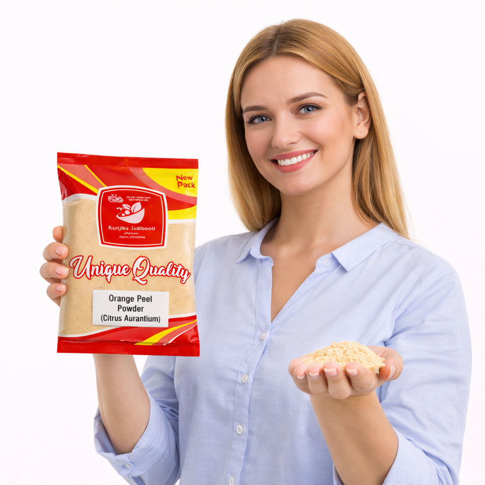 Kunjika Jadibooti Pure & Natural Orange Peel Powder for Face Pack with Vitamin C & Antioxidants | Face Pack Glowing skin | Face Cleanse - 100 gm