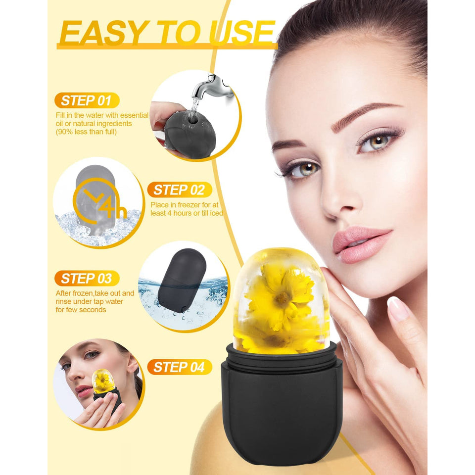 Ice Roller for Face, Ice Roller for Face Massager, Face Ice Roller to Enhance Skin Glow, Shrink &Tighten Pores, Reusable Facial Ice Roller Face Ice Treatment (Black)