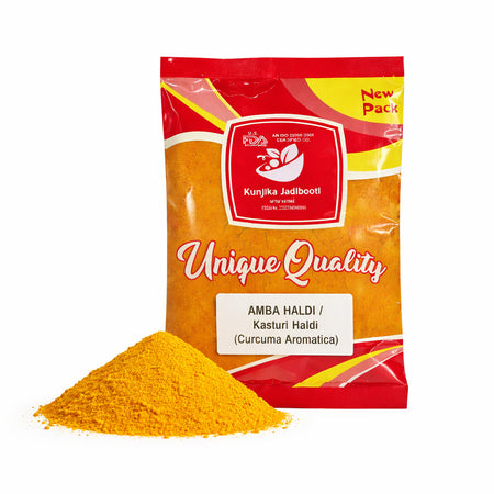Kunjika Jadibooti Kasturi Haldi Powder For Face Beauty | Amba Haldi Powder | Natural & Pure Amba Haldi Powder || for Skin Whitening | Wild Turmeric Powder - 100 gm