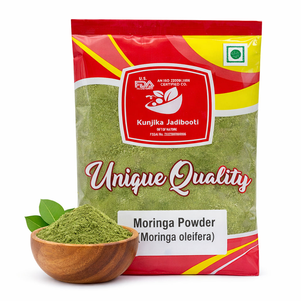 Kunjika Jadibooti Moringa Leaves Powder Edible Grade, Murungai Leaf powder, Munagaku, Muringayila, Moringo, Morigana, Muringa - 100 gm
