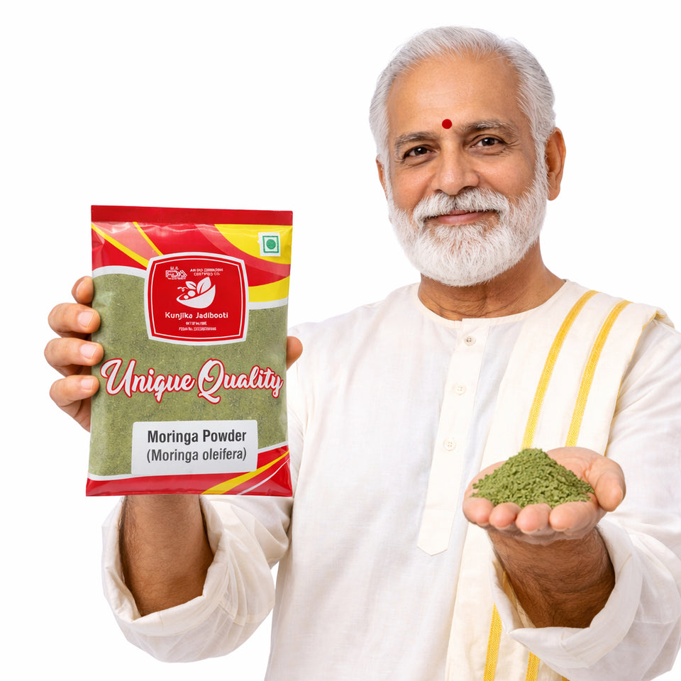 Kunjika Jadibooti Moringa Leaves Powder Edible Grade, Murungai Leaf powder, Munagaku, Muringayila, Moringo, Morigana, Muringa - 100 gm