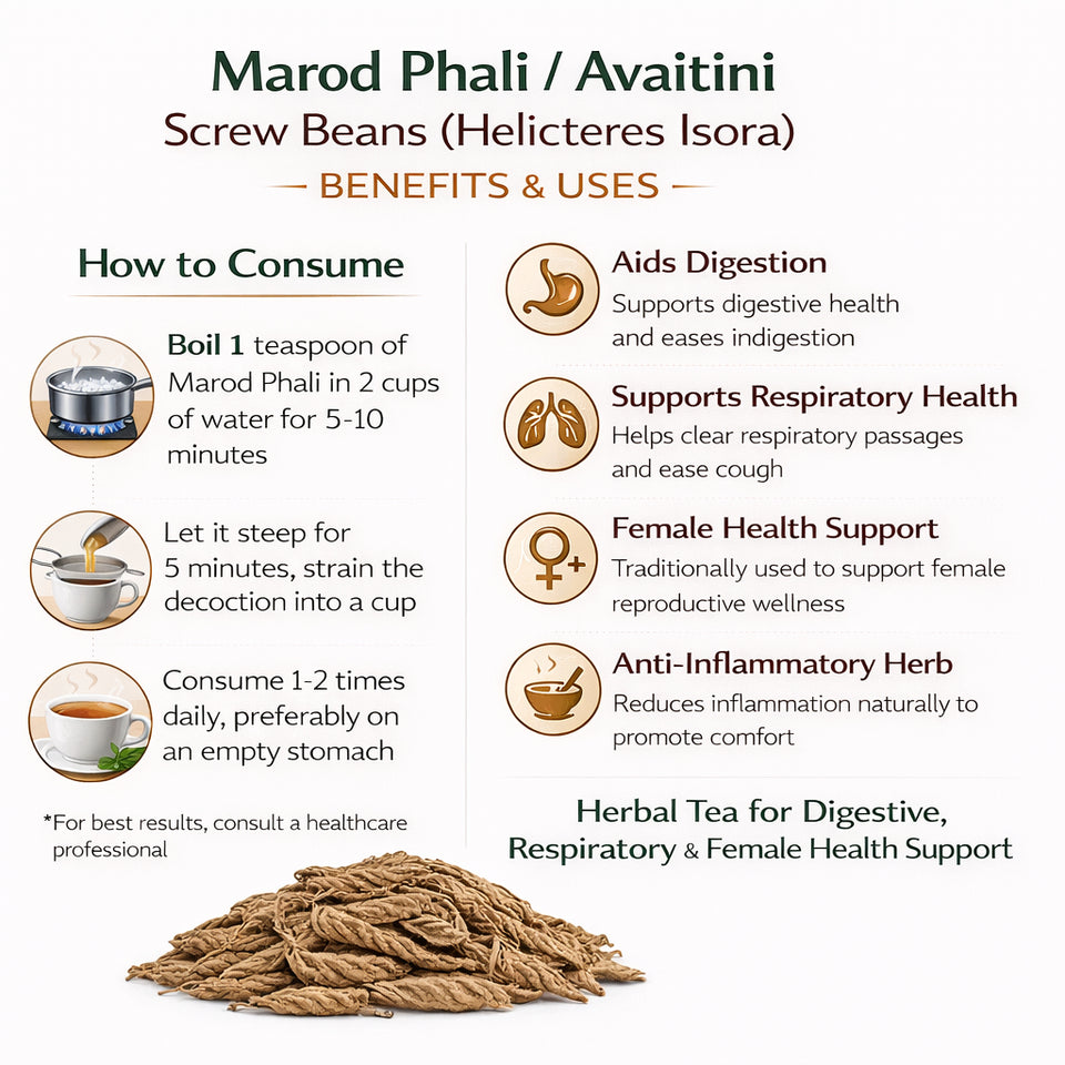 Kunjika Jadibooti Marod Phali - Marori - Helicteres Isora - Avaitini Screw Beans - 100 gm
