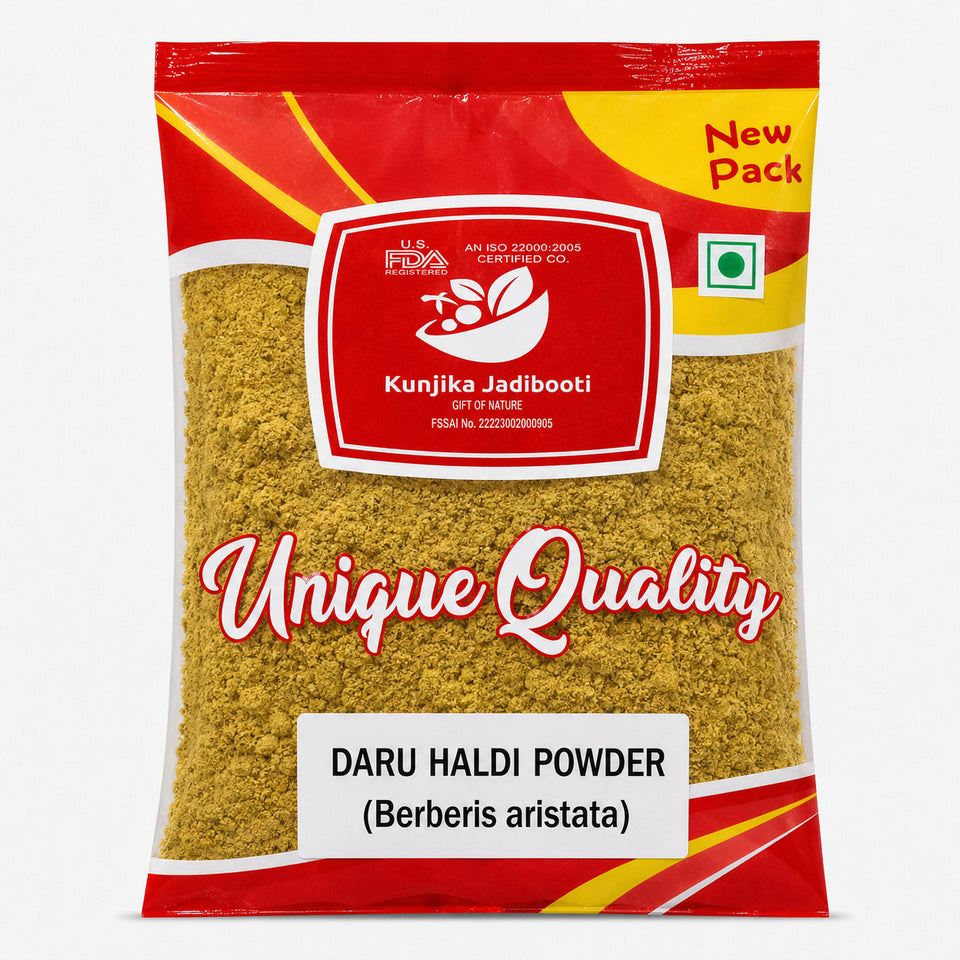 Kunjika Jadibooti Daru Haldi Chilka Herbal Powder - Daruhaldi Chips Herbal Powder - Indian Barberry Chips Herbal Powder - Berberis Aristata Chips Herbal Powder - Pure & Natural 100 gm