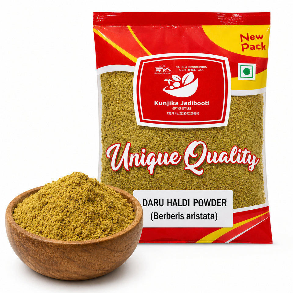 Kunjika Jadibooti Daru Haldi Chilka Herbal Powder - Daruhaldi Chips Herbal Powder - Indian Barberry Chips Herbal Powder - Berberis Aristata Chips Herbal Powder - Pure & Natural 100 gm