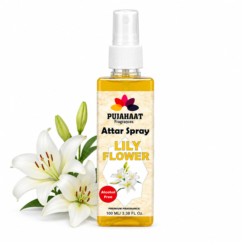 Lily Flower Attar Spray by Pujahaat | 100 ml Non Alcoholic Spray | Religious Mist | Air Freshener, Room Mist, Fabric & Linen Spray | Perfect for Prayers Rooms, Living Room, sofas, curtains, car (Copy)