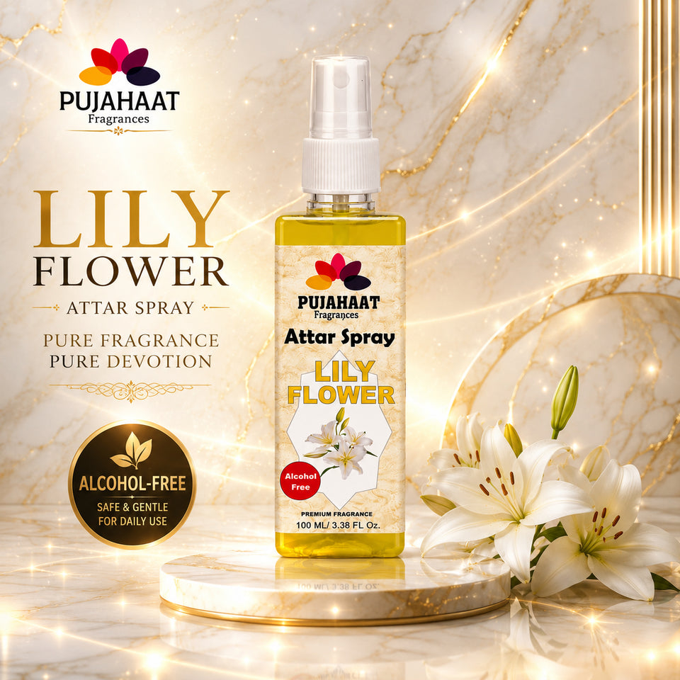 Lily Flower Attar Spray by Pujahaat | 100 ml Non Alcoholic Spray | Religious Mist | Air Freshener, Room Mist, Fabric & Linen Spray | Perfect for Prayers Rooms, Living Room, sofas, curtains, car (Copy)
