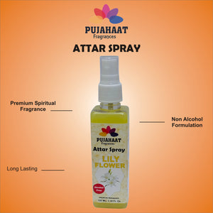 Lily Flower Attar Spray by Pujahaat | 100 ml Non Alcoholic Spray | Religious Mist | Air Freshener, Room Mist, Fabric & Linen Spray | Perfect for Prayers Rooms, Living Room, sofas, curtains, car (Copy)
