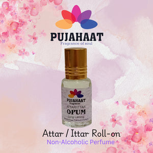 Pujahaat Premium Alcohol-Free Attar | Ittar 6ml, Long-Lasting Travel Size Roll-On, Best Fruity Floral Woody Attar Fragrance Oil - Opum