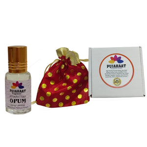 Pujahaat Premium Alcohol-Free Attar | Ittar 6ml, Long-Lasting Travel Size Roll-On, Best Fruity Floral Woody Attar Fragrance Oil - Opum