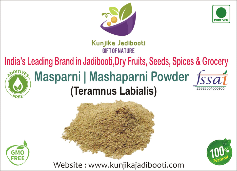 Kunjika Jadibooti Masparni Leaves Powder - Mashaparni leaves - Teramnus Labialis Powder - 100 gm