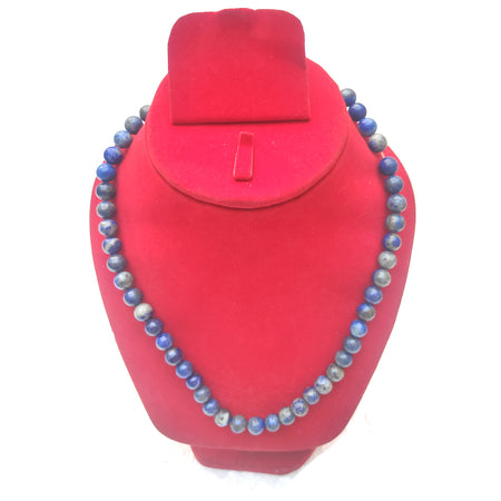 Lapis Lazuli Crystal Round Beads Necklace 15 Inches 8mm Beads Semi precious Mala