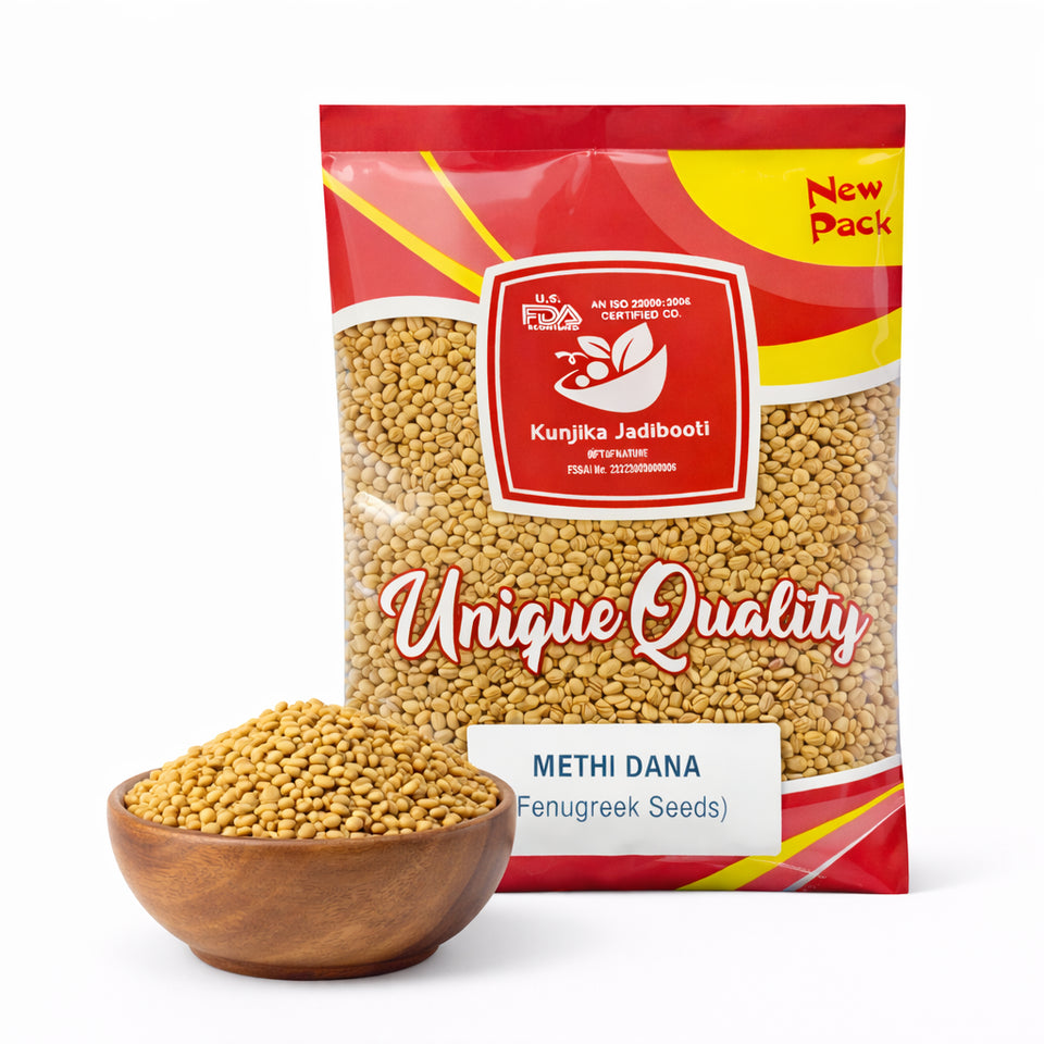 Kunjika Jadibooti Methi Dana (Fenugreek Seeds) Whole | Premium Methika Dana | Natural Ayurvedic Herb for Digestion, Hair & Skin Care | Pure & Natural Fenugreek Seeds | 100% Raw & Chemical Free