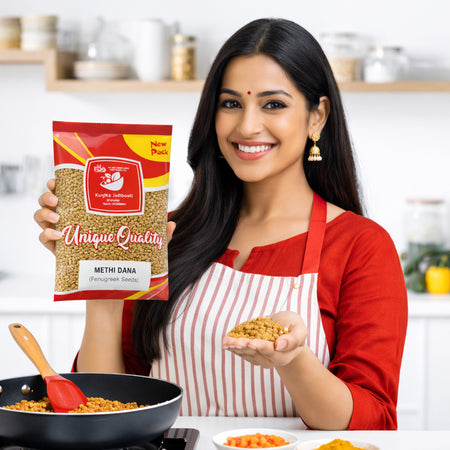 Kunjika Jadibooti Methi Dana (Fenugreek Seeds) Whole | Premium Methika Dana | Natural Ayurvedic Herb for Digestion, Hair & Skin Care | Pure & Natural Fenugreek Seeds | 100% Raw & Chemical Free