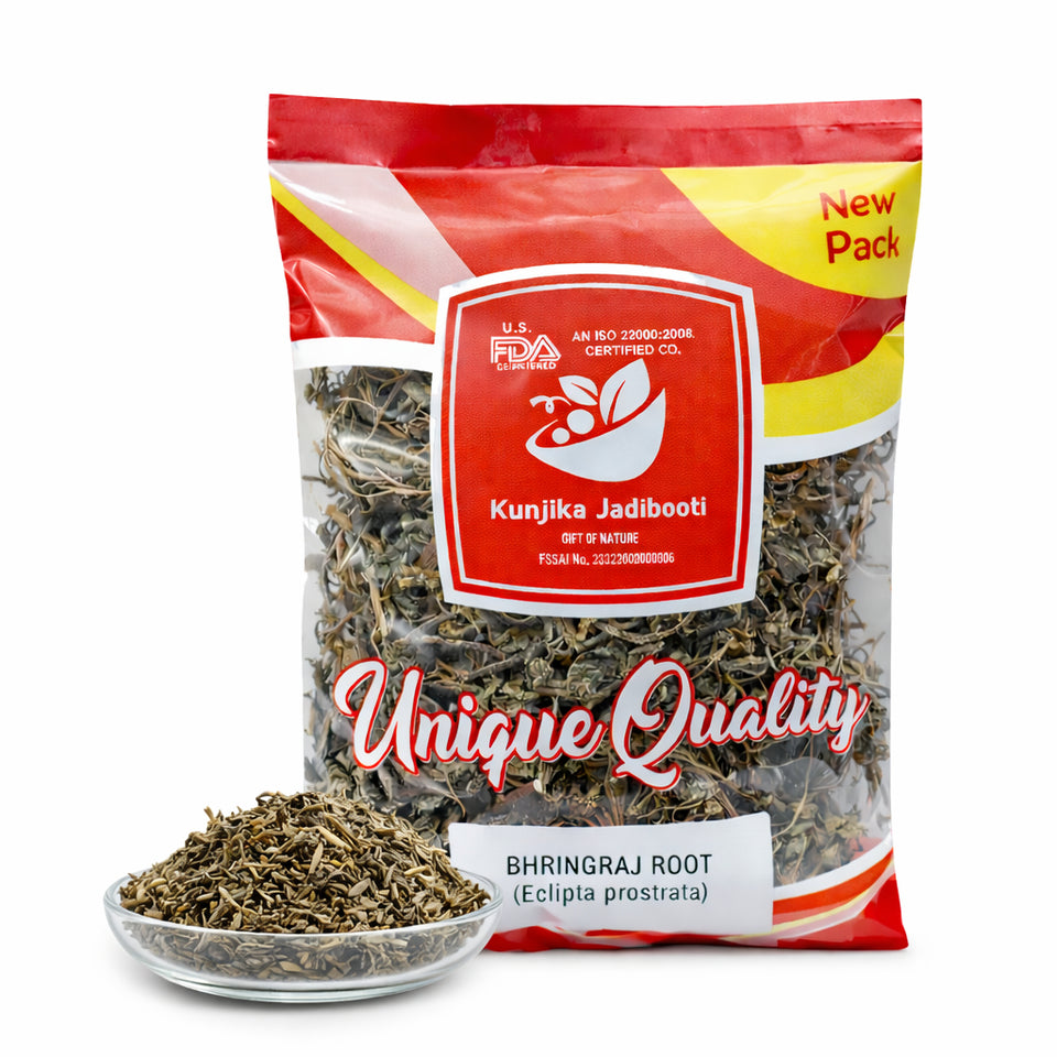 Kunjika Jadibooti Bhringraj Whole | Premium Ayurvedic Bhringraj Herb | Eclipta Alba Whole Leaves | Natural Herb for Hair Care & Herbal Preparations | Pure, Raw & Chemical Free