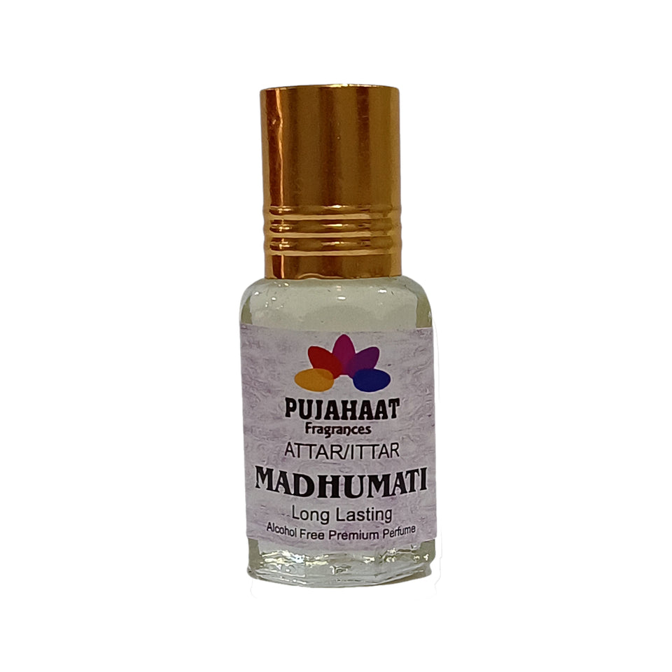 Pujahaat Premium Alcohol-Free Attar | Ittar 6ml, Long-Lasting Travel Size Roll-On, Best Floral Attar Fragrance Oil - Madhumati