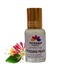 Pujahaat Premium Alcohol-Free Attar | Ittar 6ml, Long-Lasting Travel Size Roll-On, Best Floral Attar Fragrance Oil - Madhumati