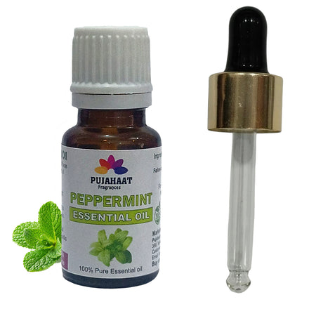 Pujahaat Peppermint Essential Oil for Aroma Therapy, Hair & Skin Pure, Natural, Undiluted - Vegan & Cruelty free - 15 ml
