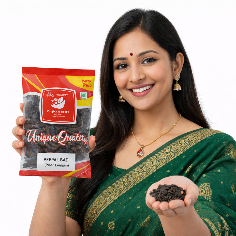 Kunjika Jadibooti Long Pepper - Pipal Badi - Pippali - Pipali - Peepali - Piper Longum (100 GM)