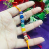 Rakhi 7 Chakra Crystals 8 mm with AD Rings for Brother Rakhi for Bhaiya Bhabhi Natural Semi Precious Stone Rakhi Set Combo for Men and Women