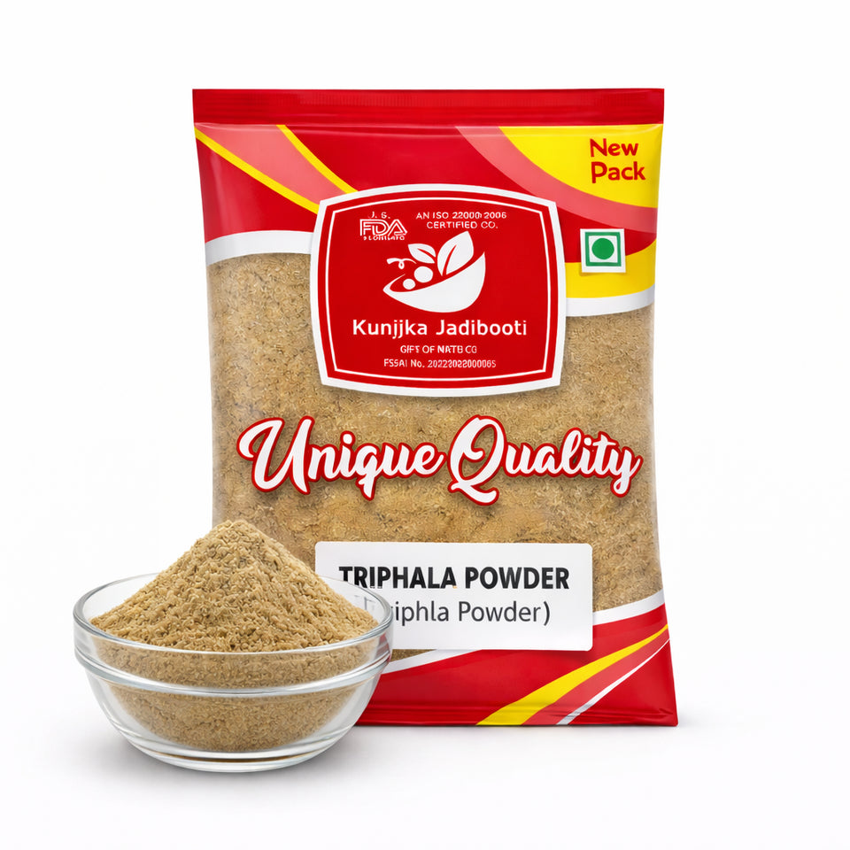 Kunjika Jadibooti Triphala Churna Powder | Premium Ayurvedic Triphala Powder | Amla Harad Baheda Blend | Natural Herbal Digestive Support | Pure, Raw & Chemical Free