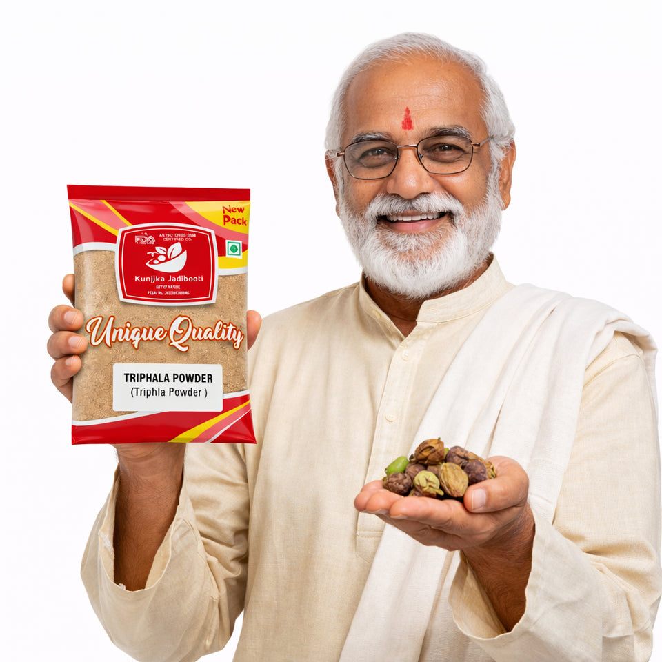 Kunjika Jadibooti Triphala Churna Powder | Premium Ayurvedic Triphala Powder | Amla Harad Baheda Blend | Natural Herbal Digestive Support | Pure, Raw & Chemical Free
