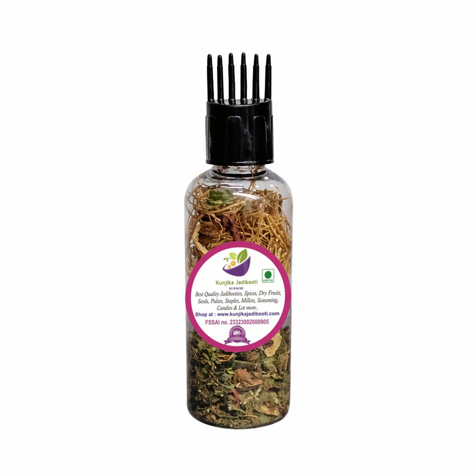Kunjika Jadibooti 21 Ayurvedic Herbs for Hair Oil | DIY Herbal Hair Oil Kit with Comb Applicator | Natural Hair Growth, Hair Fall Control & Scalp Nourishment | Bhringraj, Amla, Brahmi Blend