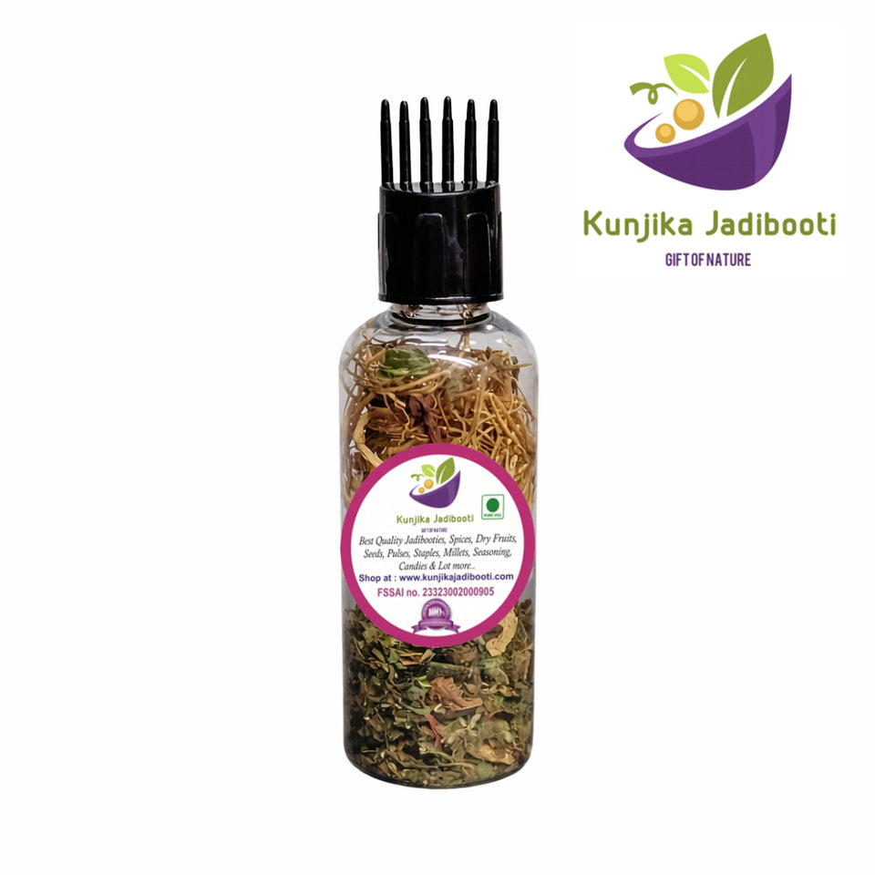 Kunjika Jadibooti 21 Ayurvedic Herbs for Hair Oil | DIY Herbal Hair Oil Kit with Comb Applicator | Natural Hair Growth, Hair Fall Control & Scalp Nourishment | Bhringraj, Amla, Brahmi Blend