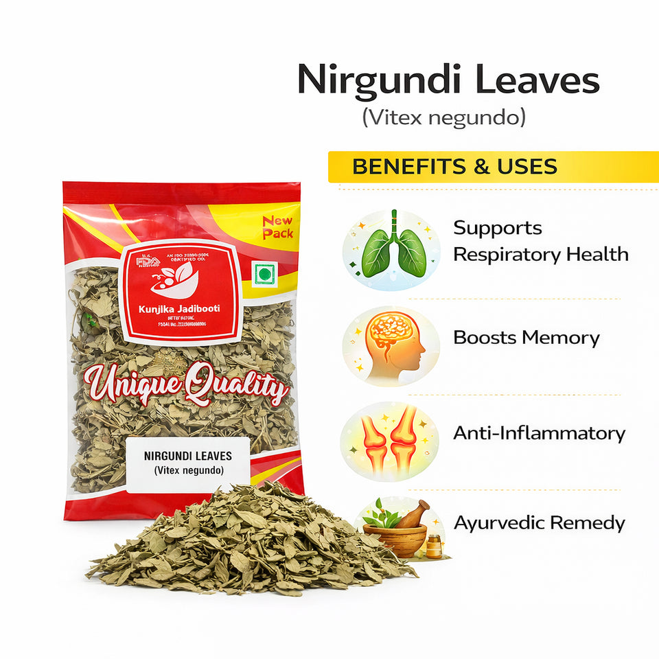 Kunjika Jadibooti Nirgundi Patta Whole | Ayurvedic Herbal Leaves for Joint Wellness Muscle Care & Kadha Use -100 gm
