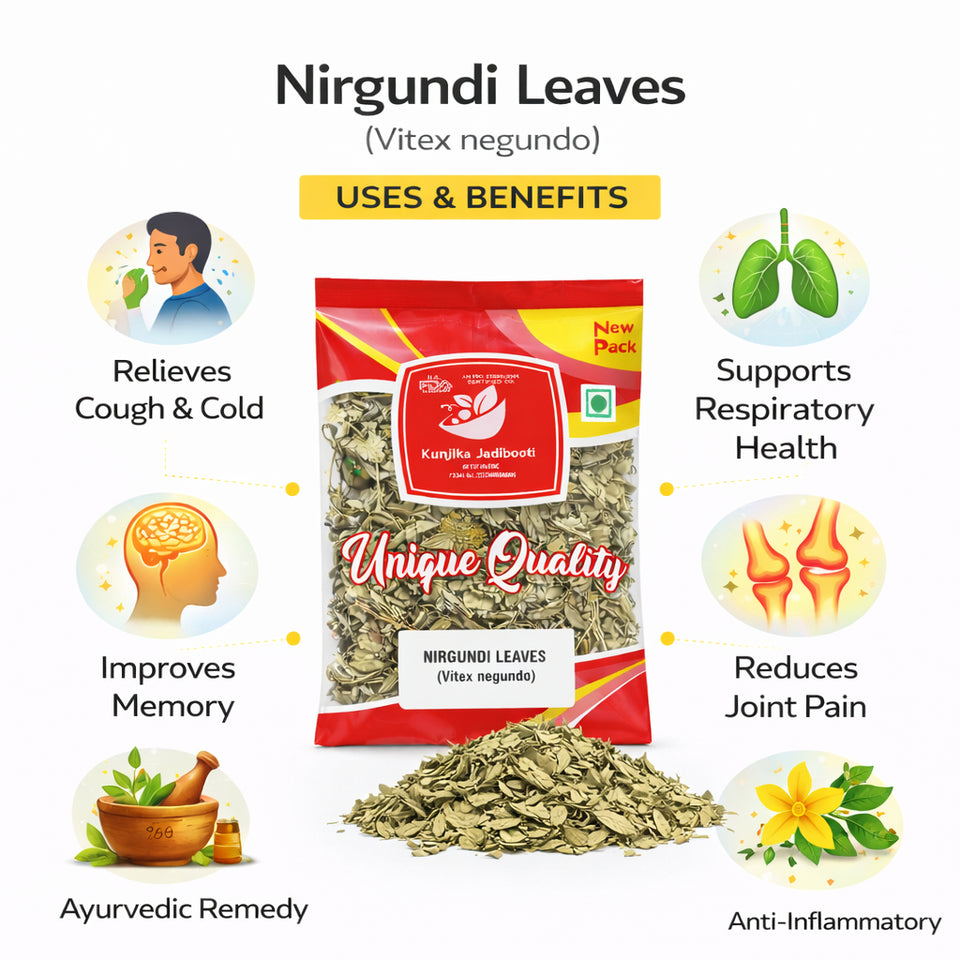 Kunjika Jadibooti Nirgundi Patta Whole | Ayurvedic Herbal Leaves for Joint Wellness Muscle Care & Kadha Use -100 gm