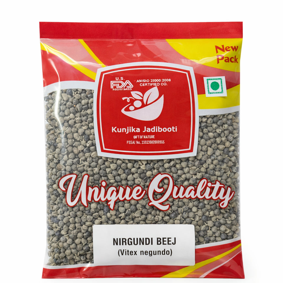 Kunjika Jadibooti Dry Nirgundi Beej | Vitex Negundo Ayurvedic Herbal Seeds for Joint Care Muscle Wellness & Herbal Kadha - 100 gm