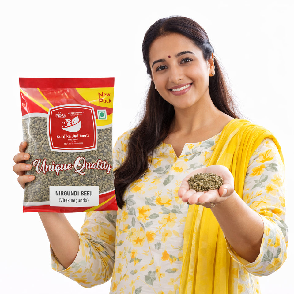 Kunjika Jadibooti Dry Nirgundi Beej | Vitex Negundo Ayurvedic Herbal Seeds for Joint Care Muscle Wellness & Herbal Kadha - 100 gm