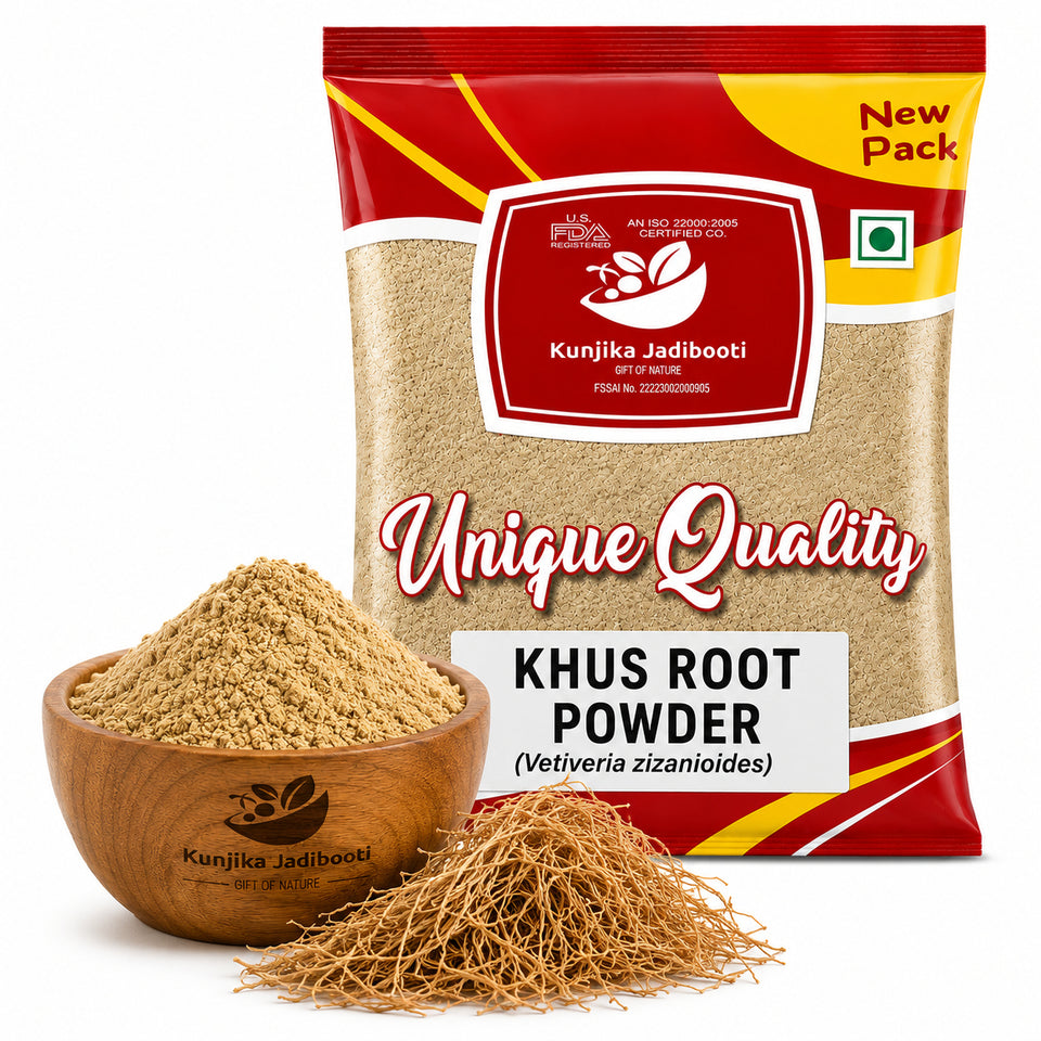 Kunjika Jadibooti Khus Powder (Vetiver Root Powder) | Natural Cooling Herb for Face Pack, Ubtan & Hair Care | Pure Khus for Skin & Ayurvedic Use - 100 gm