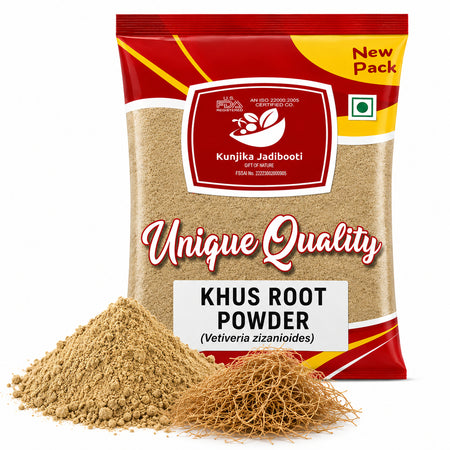 Kunjika Jadibooti Khus Powder (Vetiver Root Powder) | Natural Cooling Herb for Face Pack, Ubtan & Hair Care | Pure Khus for Skin & Ayurvedic Use - 100 gm