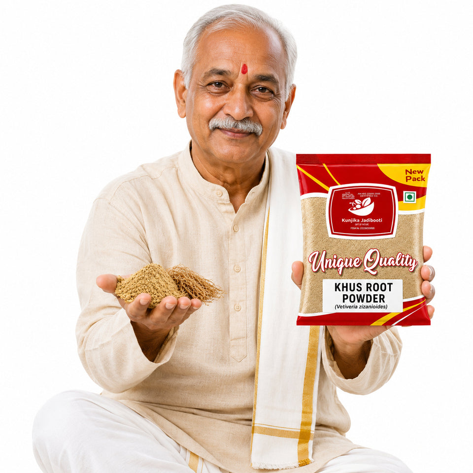 Kunjika Jadibooti Khus Powder (Vetiver Root Powder) | Natural Cooling Herb for Face Pack, Ubtan & Hair Care | Pure Khus for Skin & Ayurvedic Use - 100 gm
